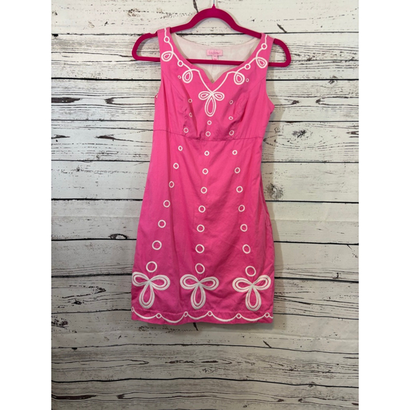 Lilly Pulitzer Dresses & Skirts - Women's Lilly Pulitzer Pink Dress with White Embroidery Size 0